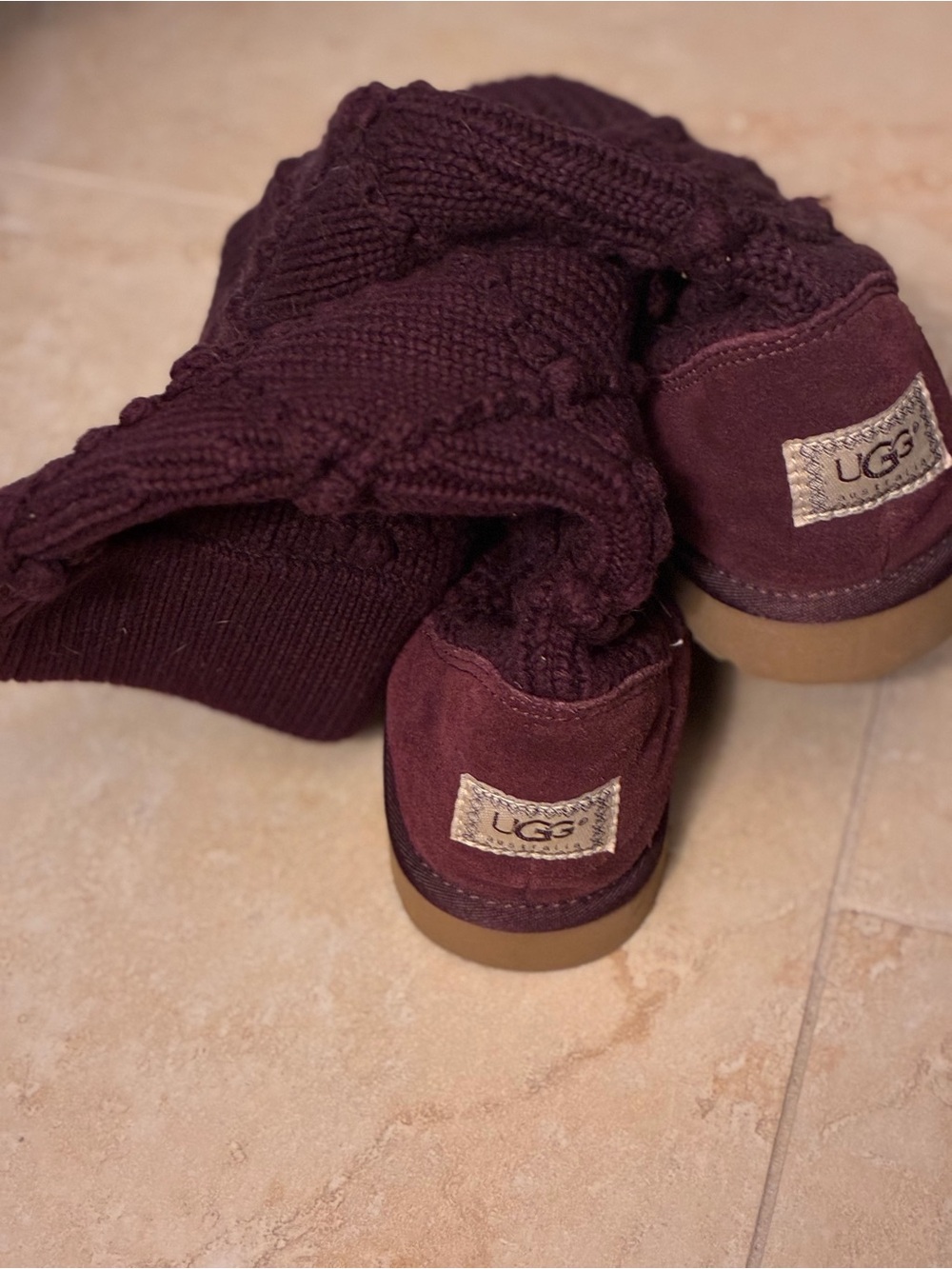 UGG plum/eggplant  Knit Argyle Sweater Boots